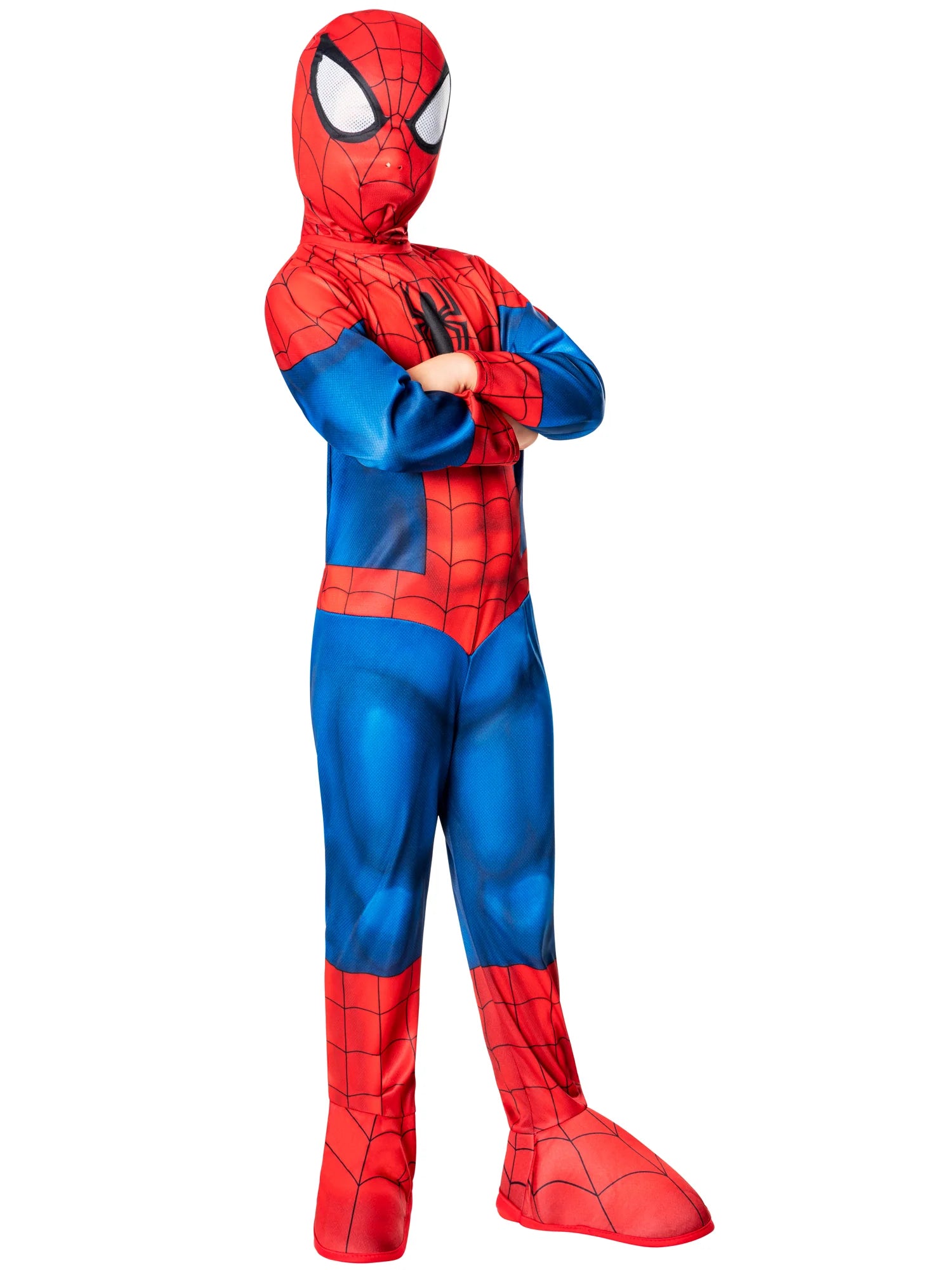 Spider-Man Dress Dressing Up Costume Jumpsuit with Boot Tops & Snood - Anilas UK