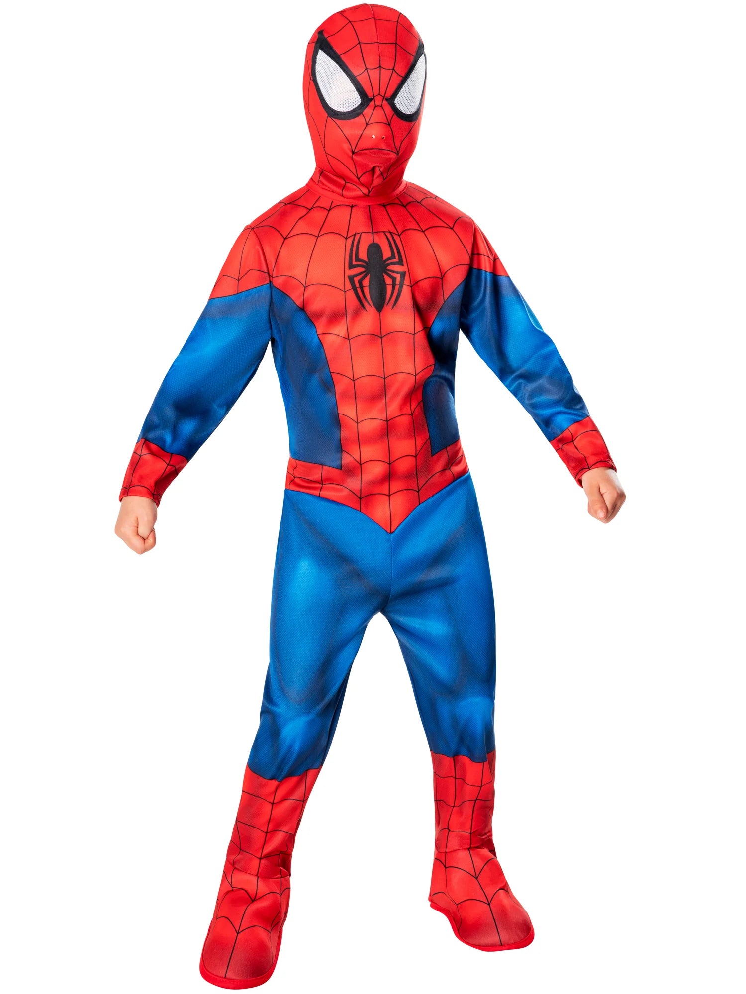 Spider-Man Dress Dressing Up Costume Jumpsuit with Boot Tops & Snood - Anilas UK