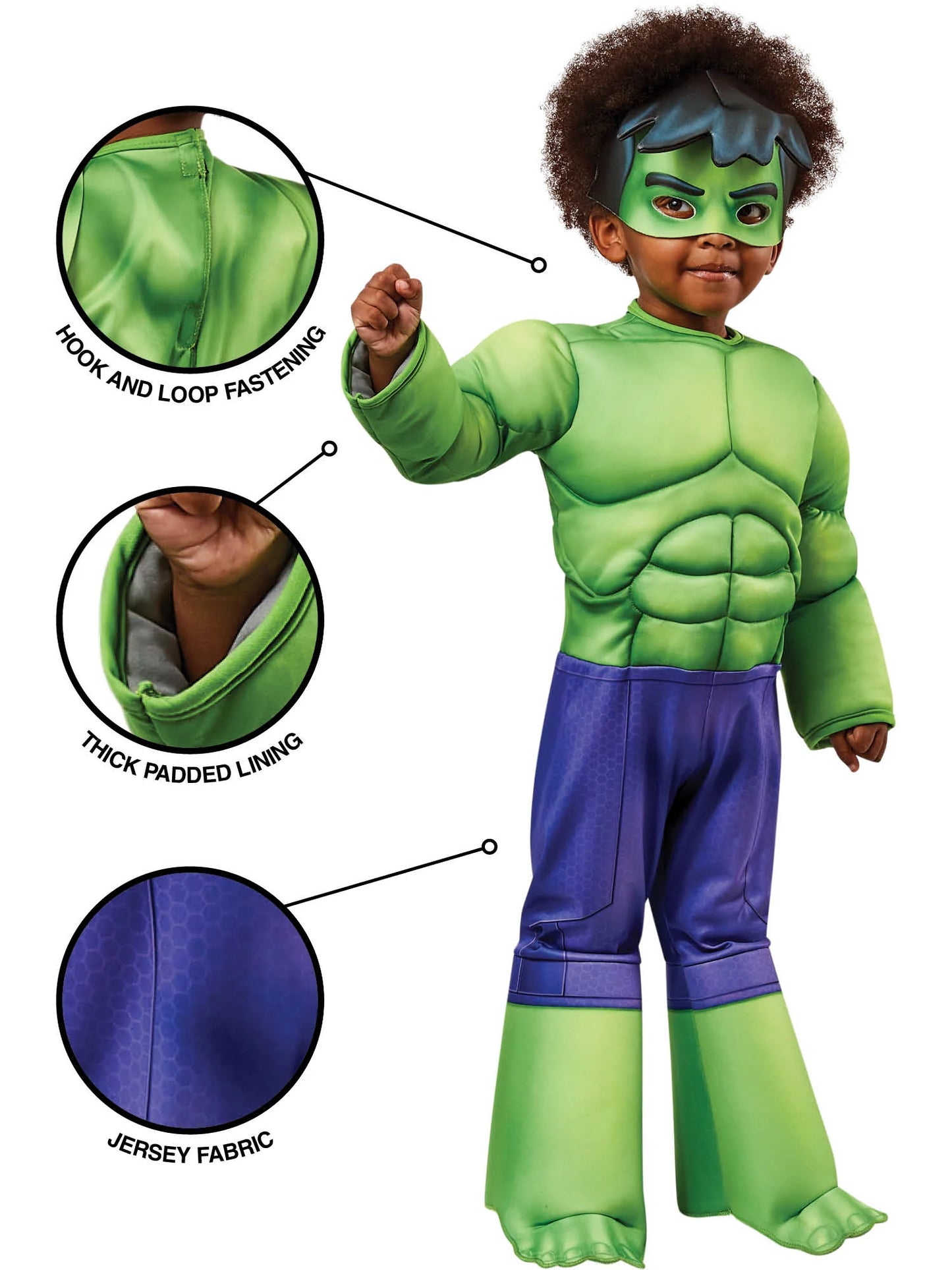 Child's Deluxe Hulk Marvel Costume Toddler Jumpsuit & Headpiece - Anilas UK