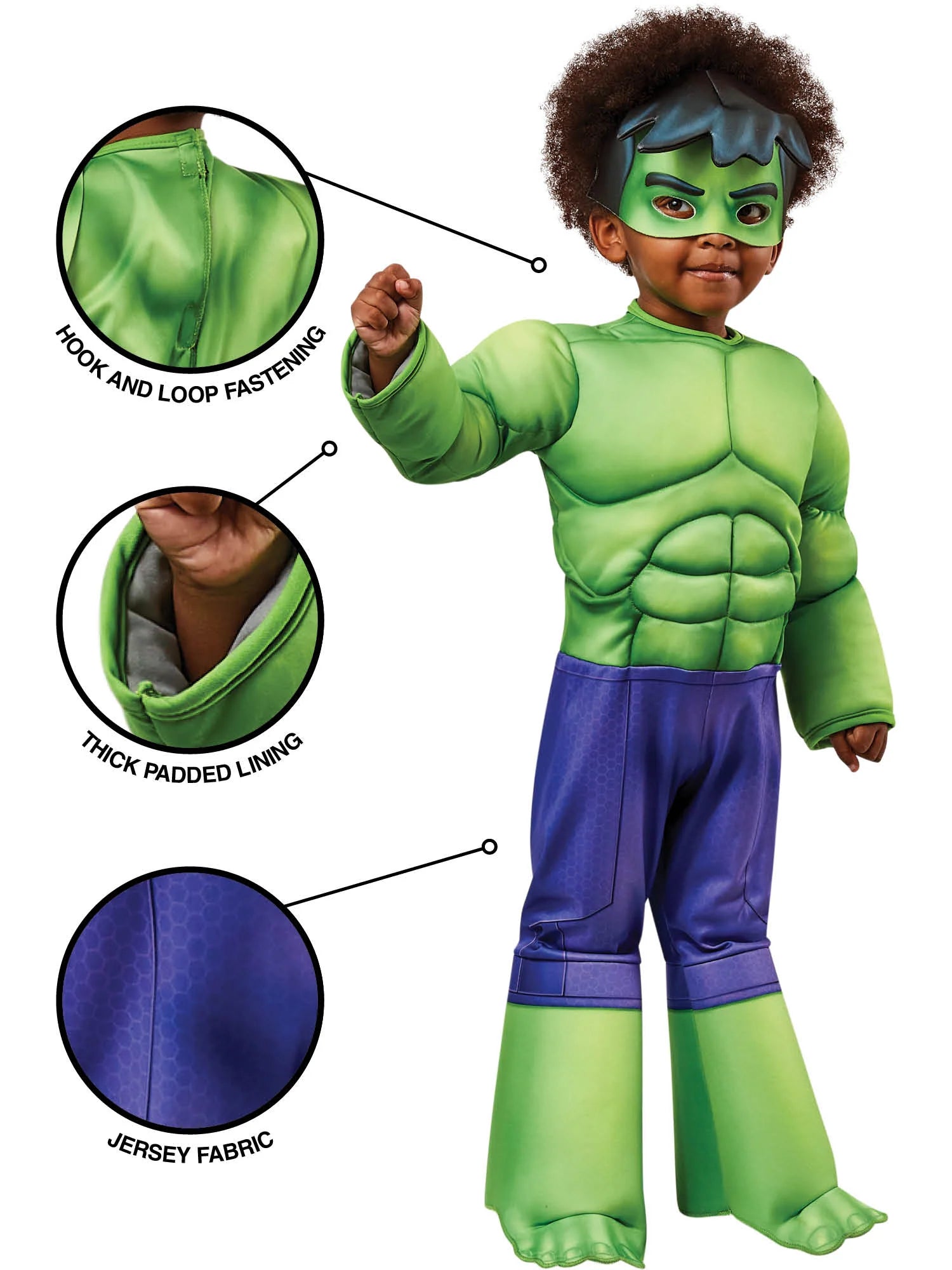 Child's Deluxe Hulk Marvel Costume Toddler Jumpsuit & Headpiece - Anilas UK