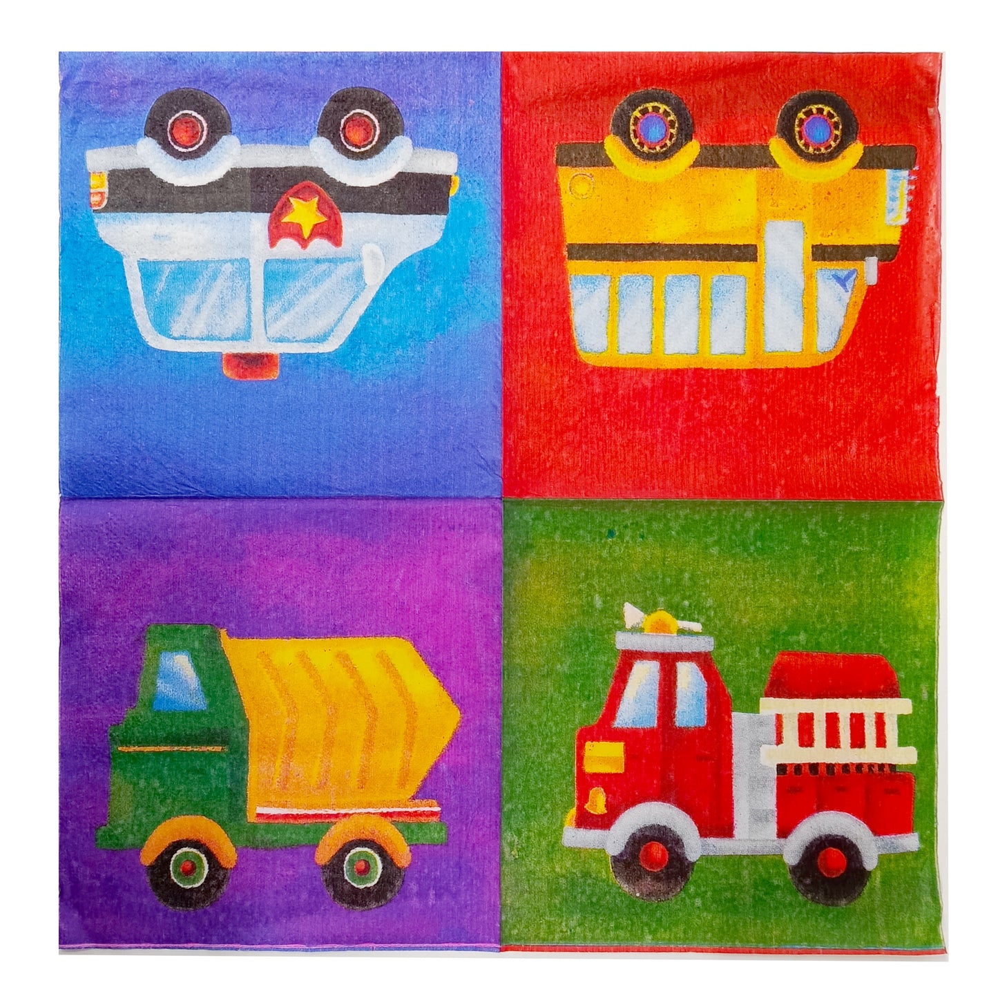 Vehicles And Wheels Party Napkins (pack of 20) - Anilas UK