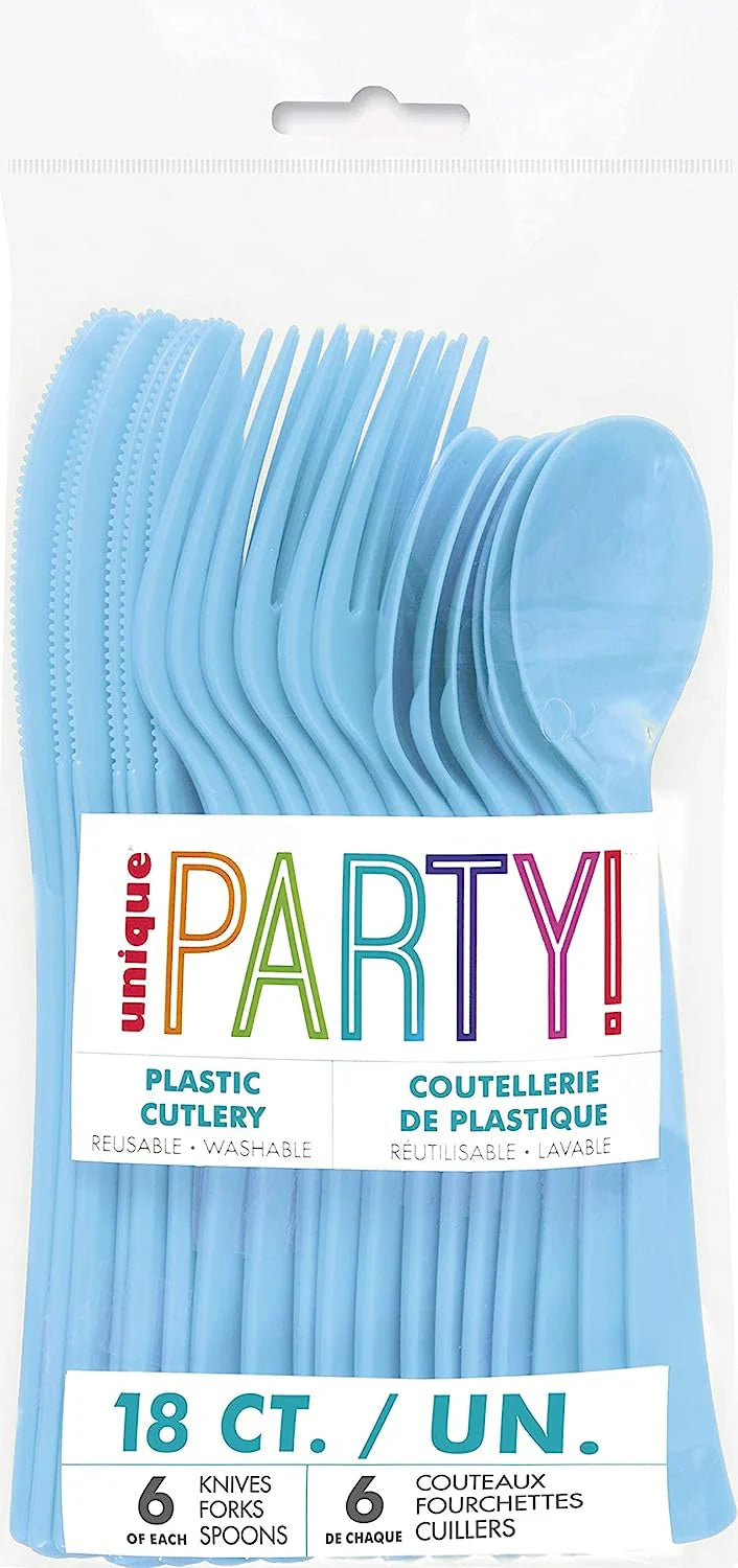 18pc Assorted Powder Blue Cutlery - Anilas UK