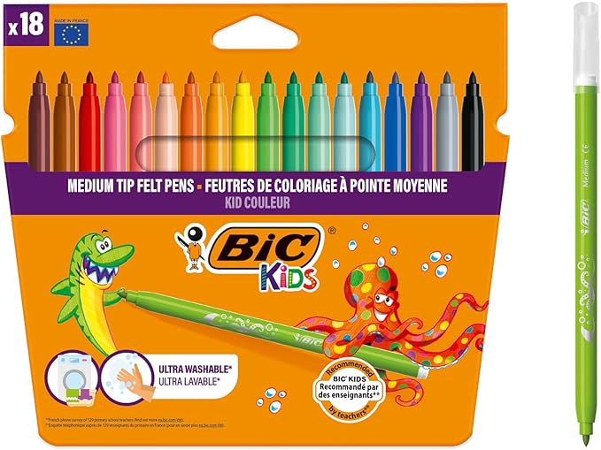 BIC 12 Piece Washable Felt Tip Pens - Anilas UK