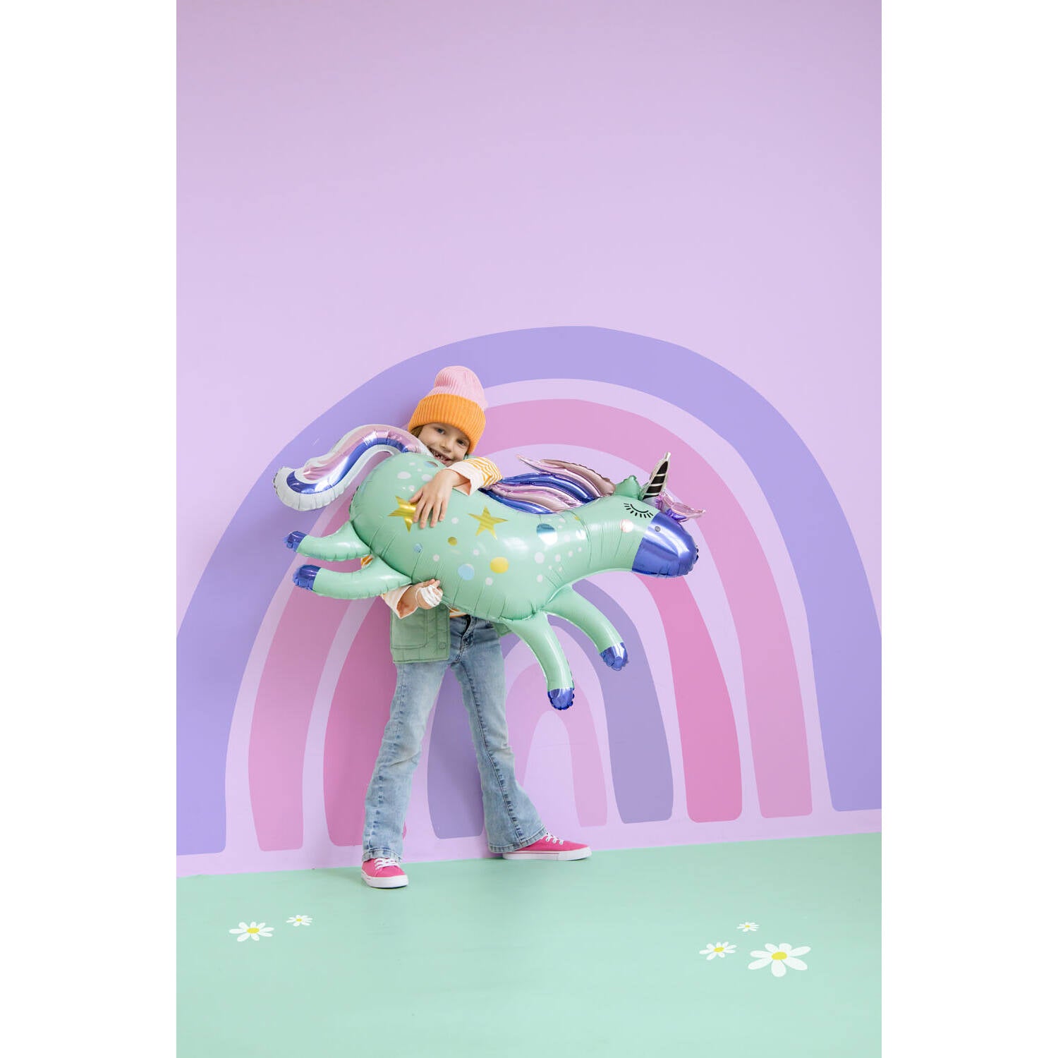 Unicorns & Rainbows Foil Birthday Party Balloon (103x71cm) - Anilas UK