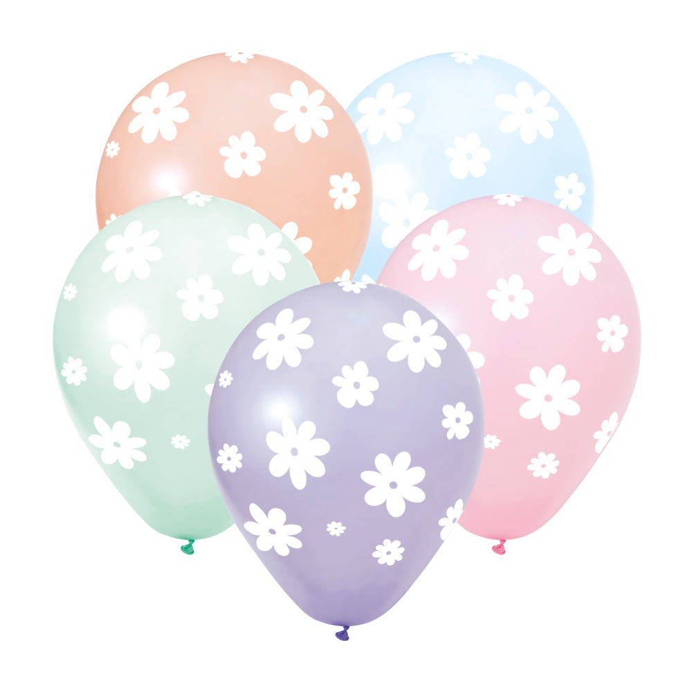 Daisies Printed Latex Balloons (Pack of 8)