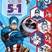 Marvel Avengers Captain America:: 5 in 1 Colouring - Anilas UK