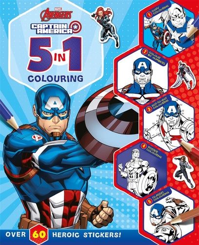 Marvel Avengers Captain America:: 5 in 1 Colouring - Anilas UK