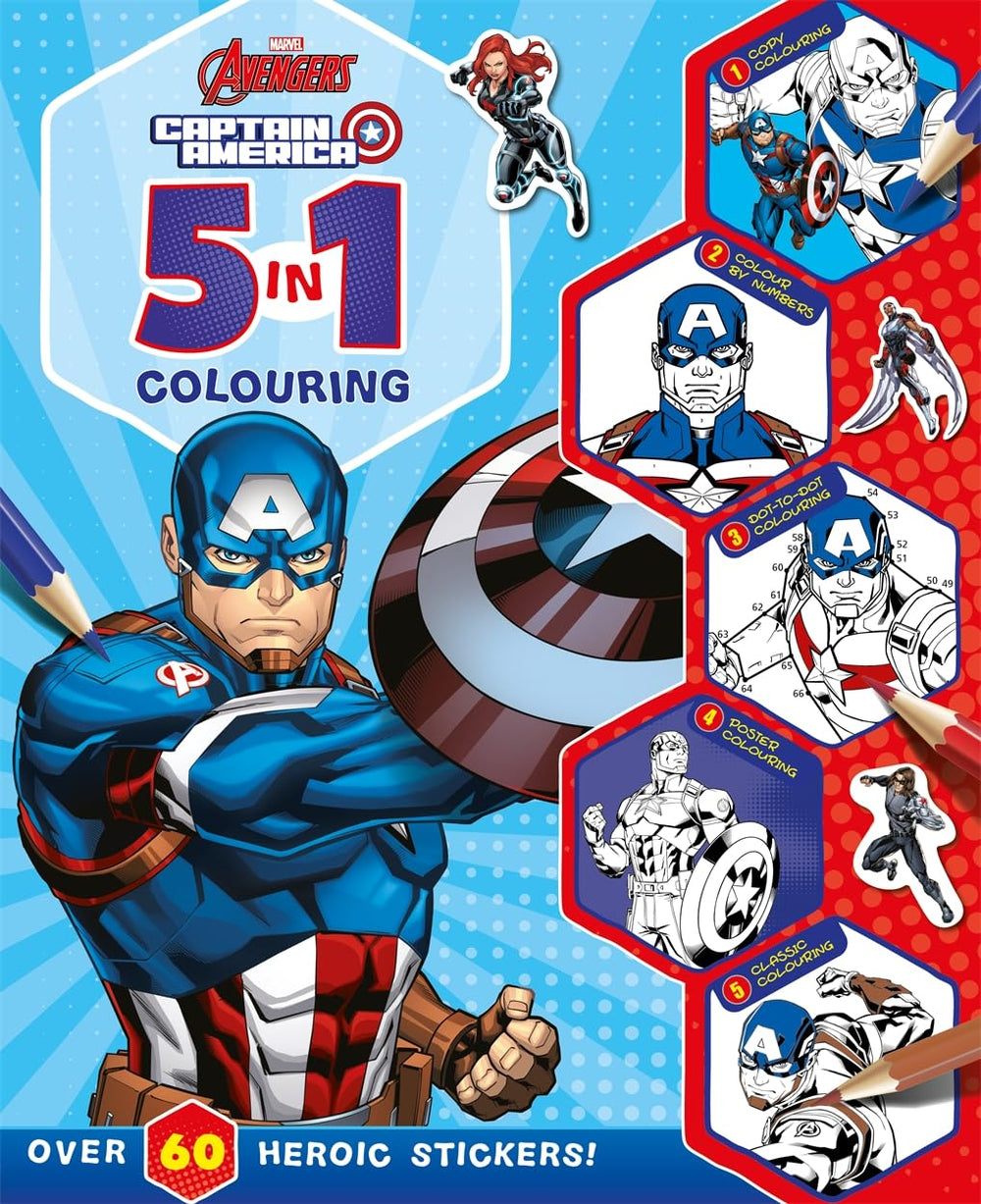 Marvel Avengers Captain America:: 5 in 1 Colouring - Anilas UK