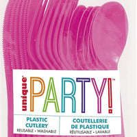 18pc Assorted Hot Pink Cutlery - Anilas UK