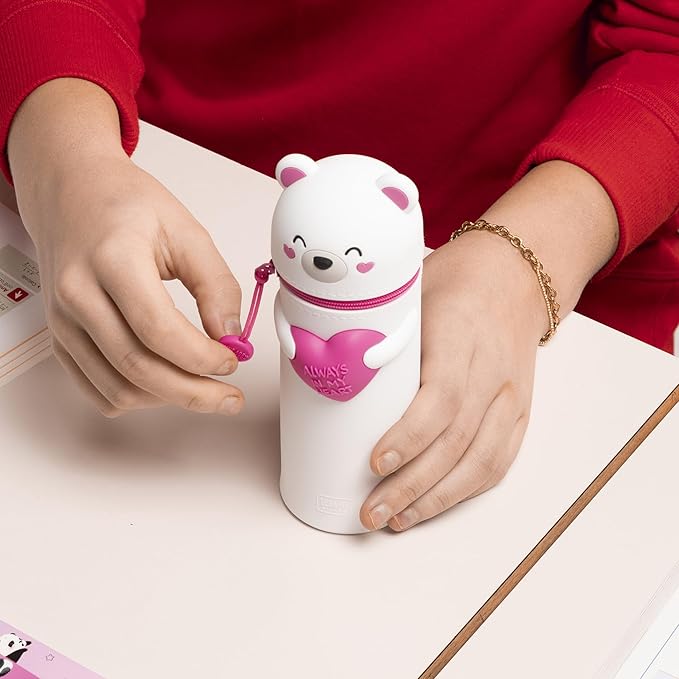 Legami Kawaii 2-In-1 Soft Silicone Pencil Case - Teddy Bear Valentine - Anilas UK