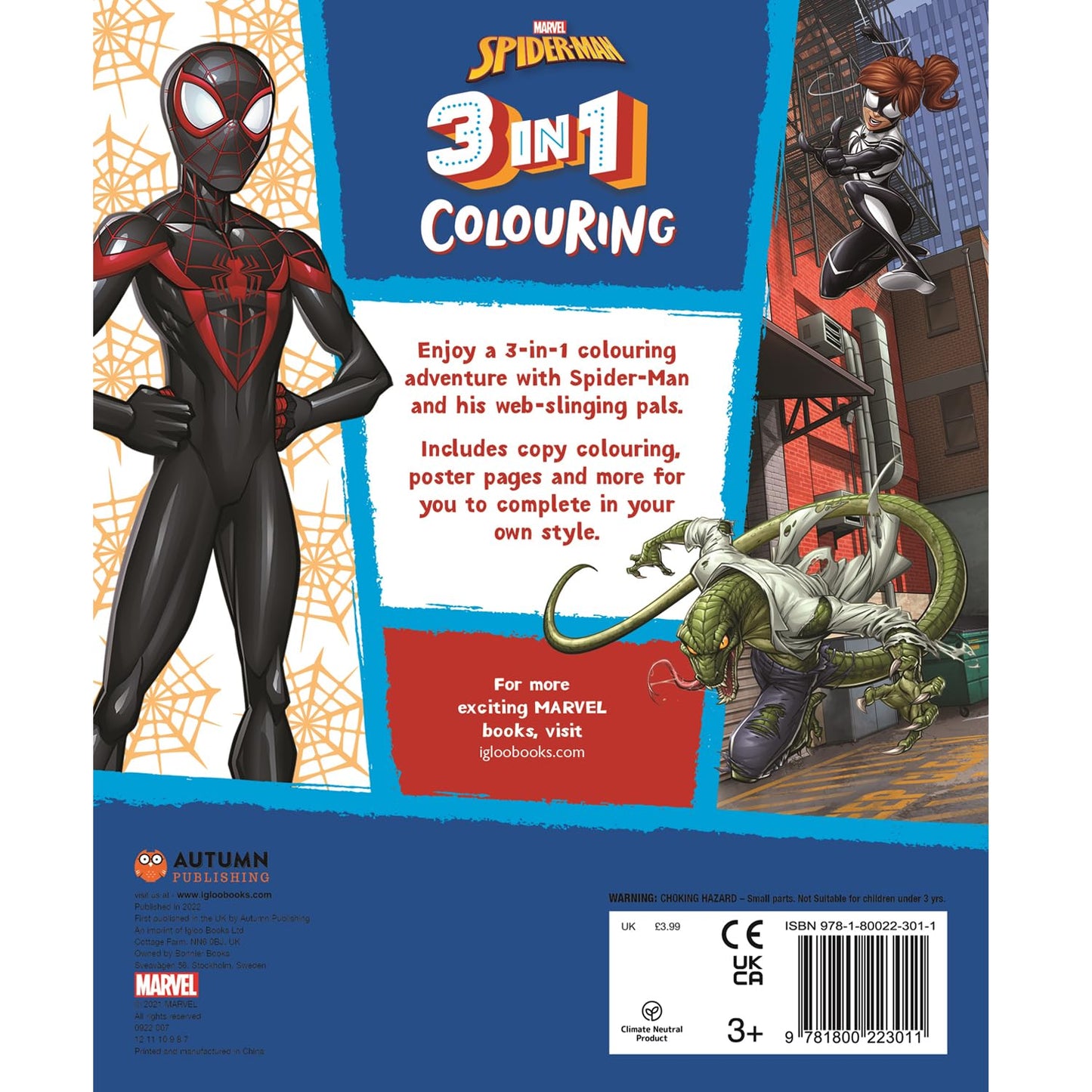 Marvel Spider-man 3-in-1 Colouring Book, 32 Pages - Anilas UK