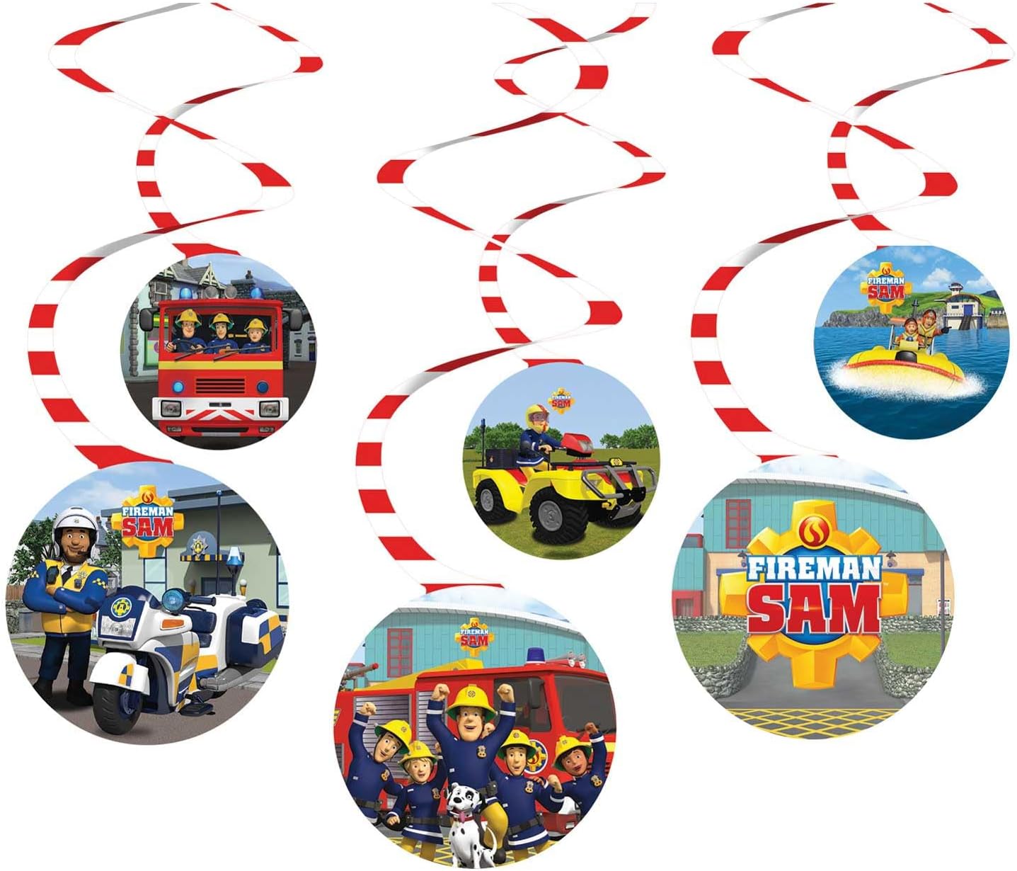 Fireman Sam Swirl Decorations (6 pieces) - Anilas UK