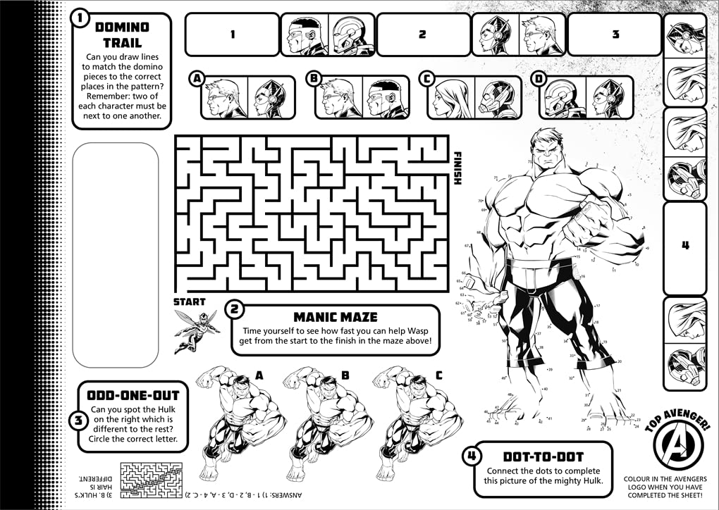 Marvel Avengers Hulk: Tear-Off Activity Placemats - Anilas UK