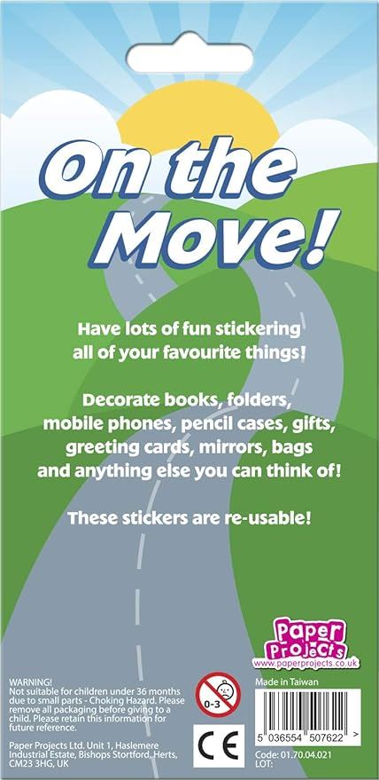On the Move Vehicles Sparkle Stickers Sheet - Anilas UK
