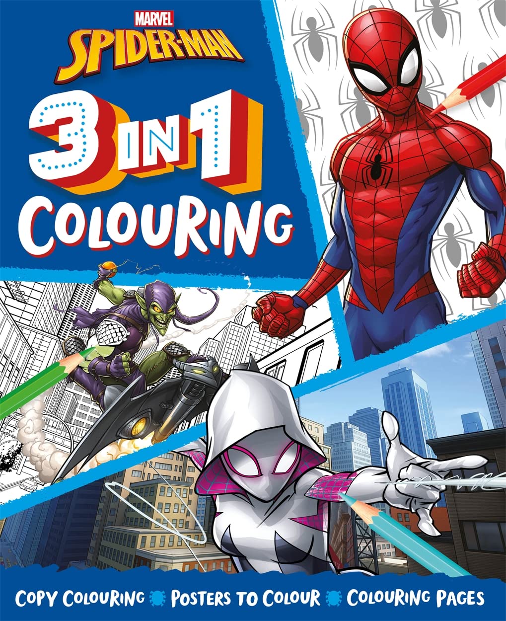 Marvel Spider-man 3-in-1 Colouring Book, 32 Pages - Anilas UK
