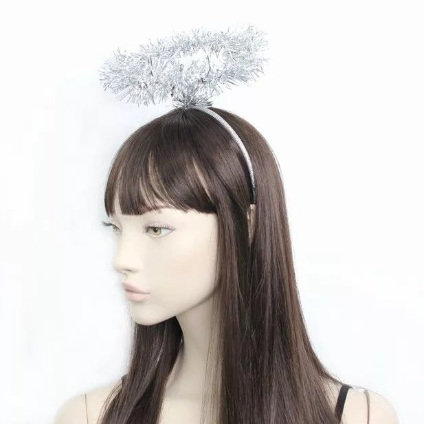 Christmas Silver Tinsel Halo - Anilas UK