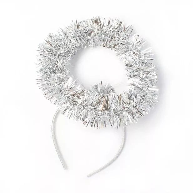 Christmas Silver Tinsel Halo - Anilas UK