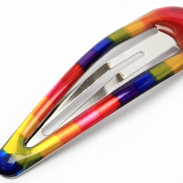 Card of 4 Rainbow Epoxy Bendies Snap Clips Sleepies Hair Accessories 5cm - Anilas UK