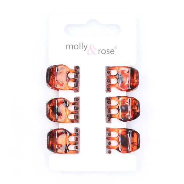 Tortoiseshell Curved Mini Hair Clamps, 1.5 cm, Set of 6 - Anilas UK
