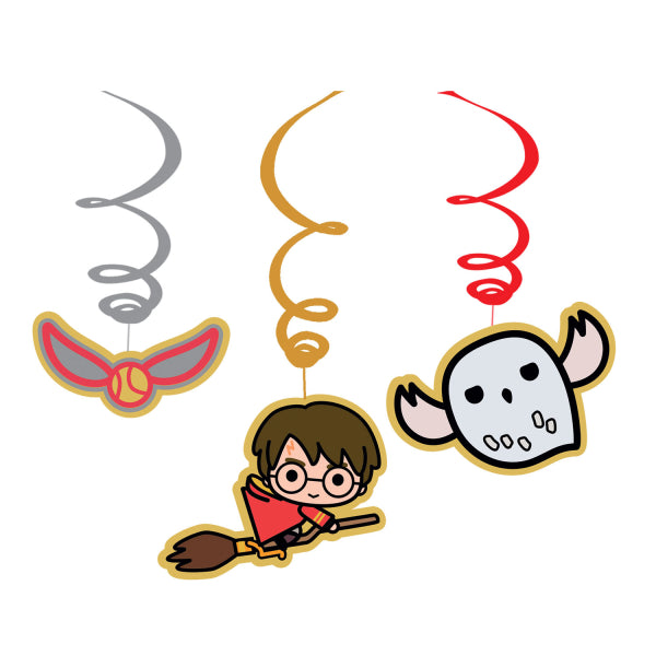 Harry Potter Swirl Hanging Birthday Party Decorations, 6 Pieces, 60 & 45 cm - Anilas UK