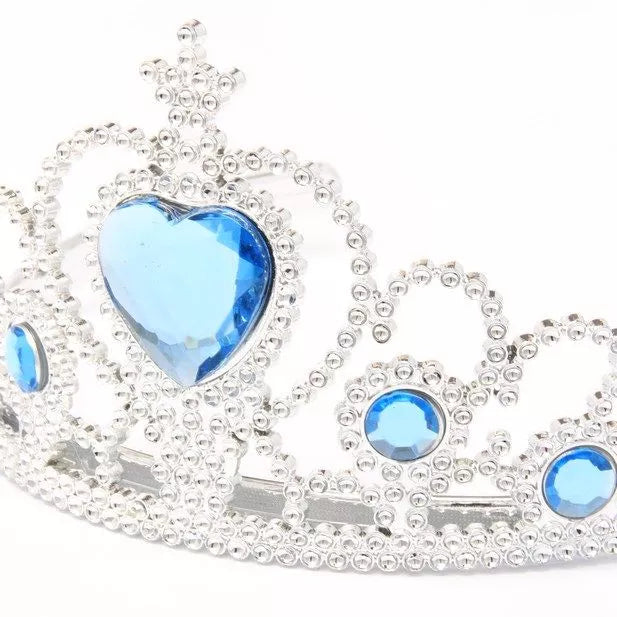 Ice Blue Heart Stone Plastic Princess Tiara - Anilas UK