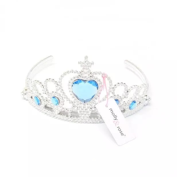 Ice Blue Heart Stone Plastic Princess Tiara - Anilas UK