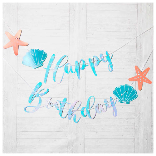 Mermaid Tales Happy Birthday Birthday Party Banner Decoration - Anilas UK