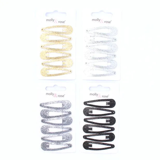 Glitter Sleepies Hair Clips, 5cm (Pack of 6) - Anilas UK