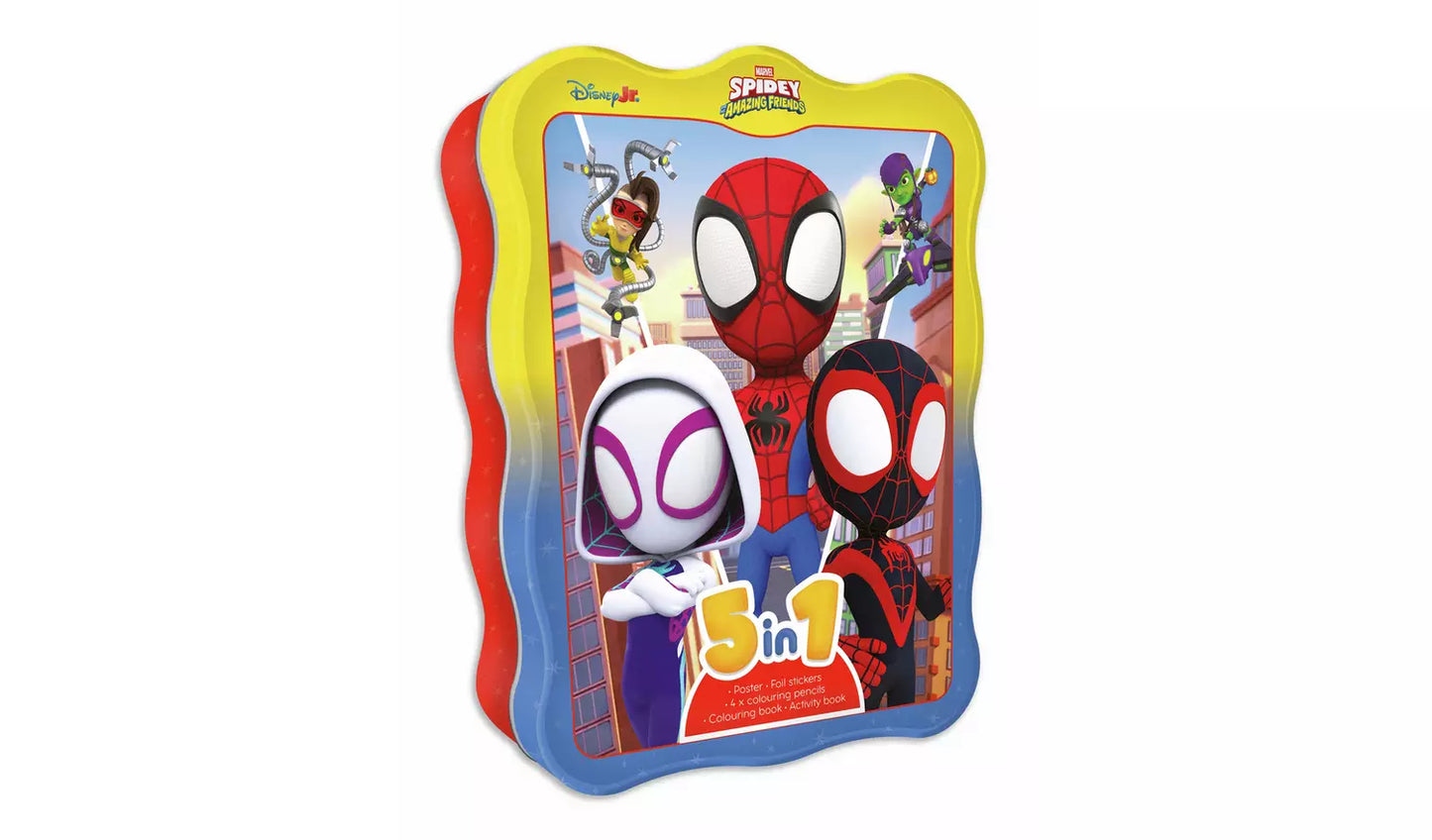 Marvel Spidey 5 In 1 Activity Tin - Anilas UK