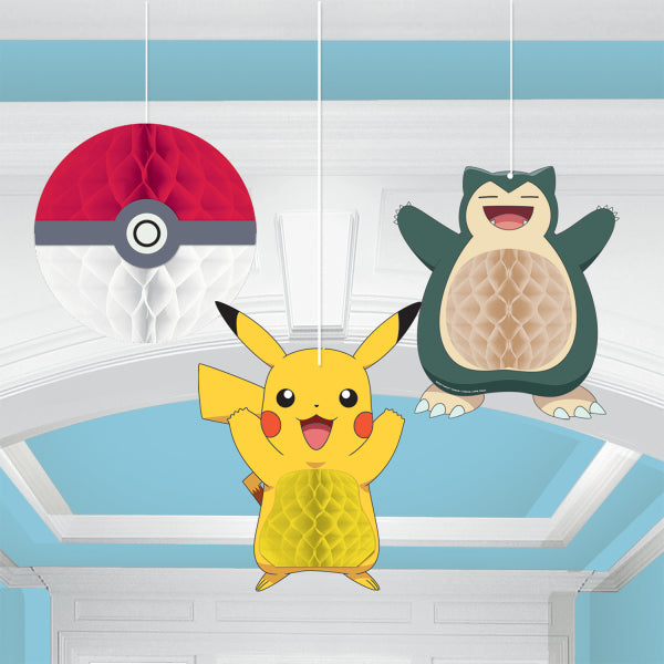 Pokémon Honeycomb Decorations, 3 Paper Designs, Ages 3+ - Anilas UK