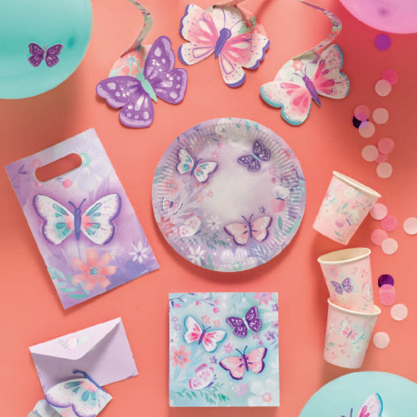 Flutter Butterfly 8 Paper Round Plates 23 cm - Anilas UK