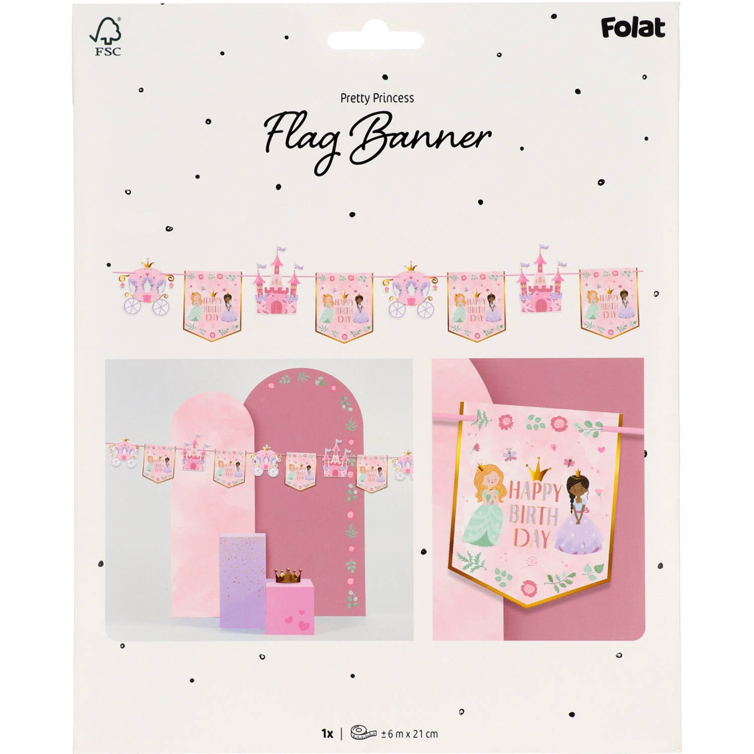 Pretty Princess "Happy Birthday" Banner - Anilas UK