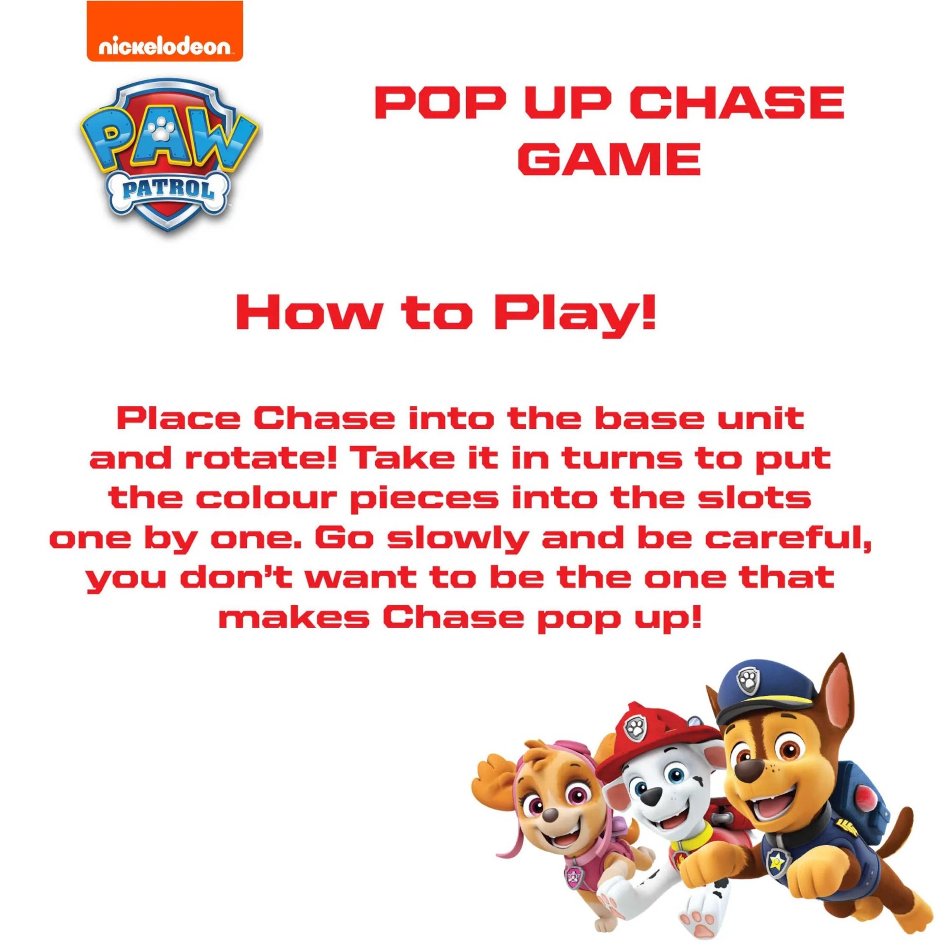 Paw Patrol Pop Up Chase Game - Anilas UK