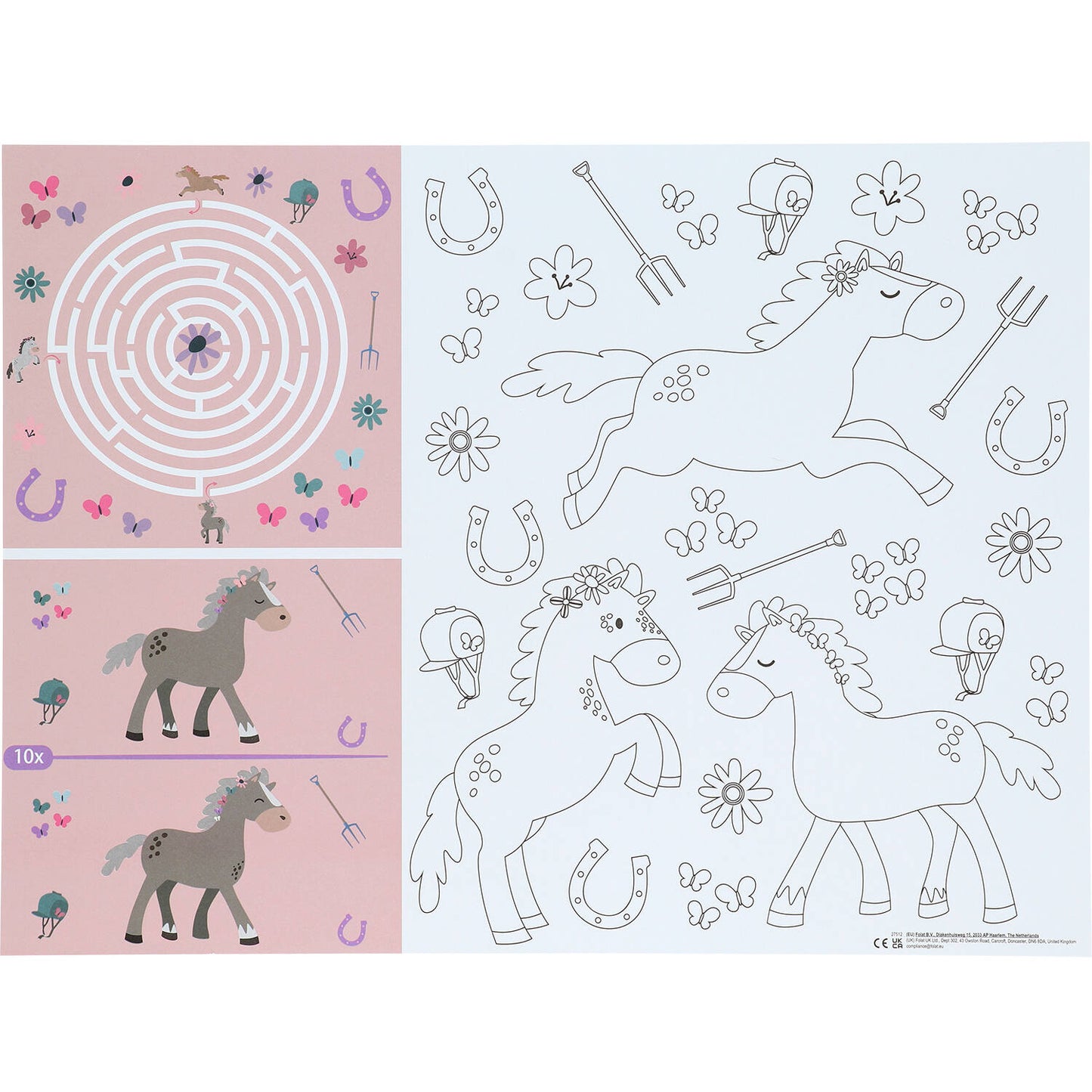 Happy Horse Colour it Yourself Activity Placemat - (6 pieces) - Anilas UK