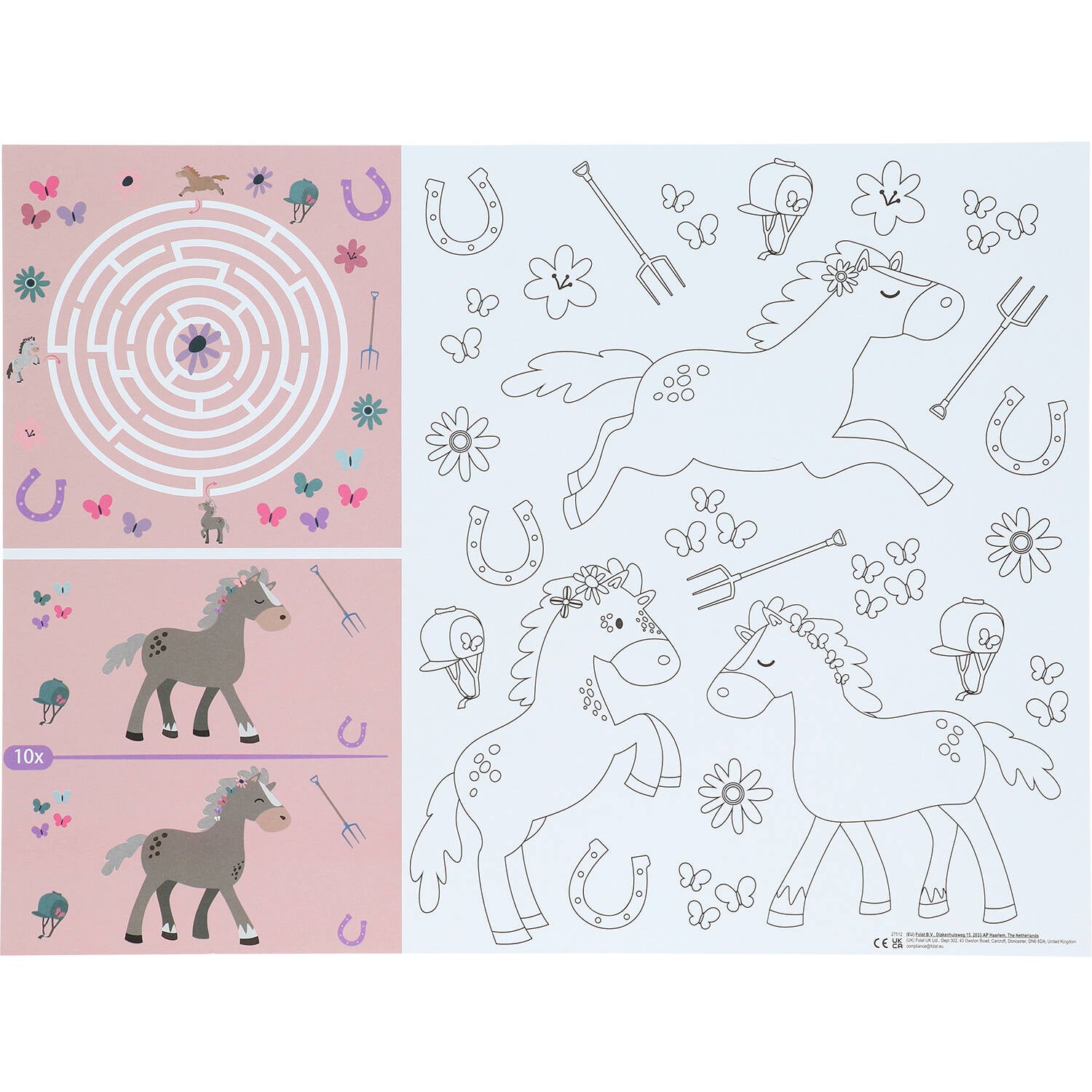 Happy Horse Colour it Yourself Activity Placemat - (6 pieces) - Anilas UK