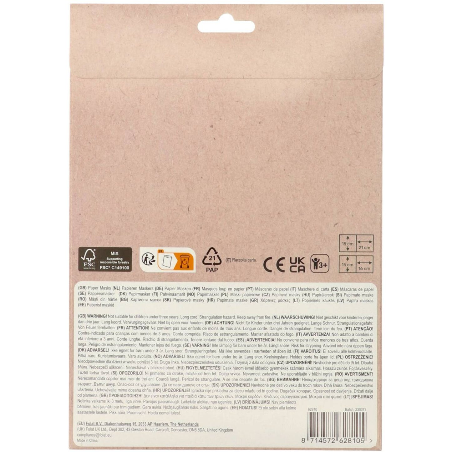Paper Masks - Buzzing Bugs (6 pieces) - Anilas UK