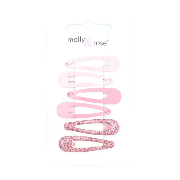 Pink Tonal Hair Bendies Snap Clips Sleepies Hair Accessories -4cm (Pack of 6) - Anilas UK