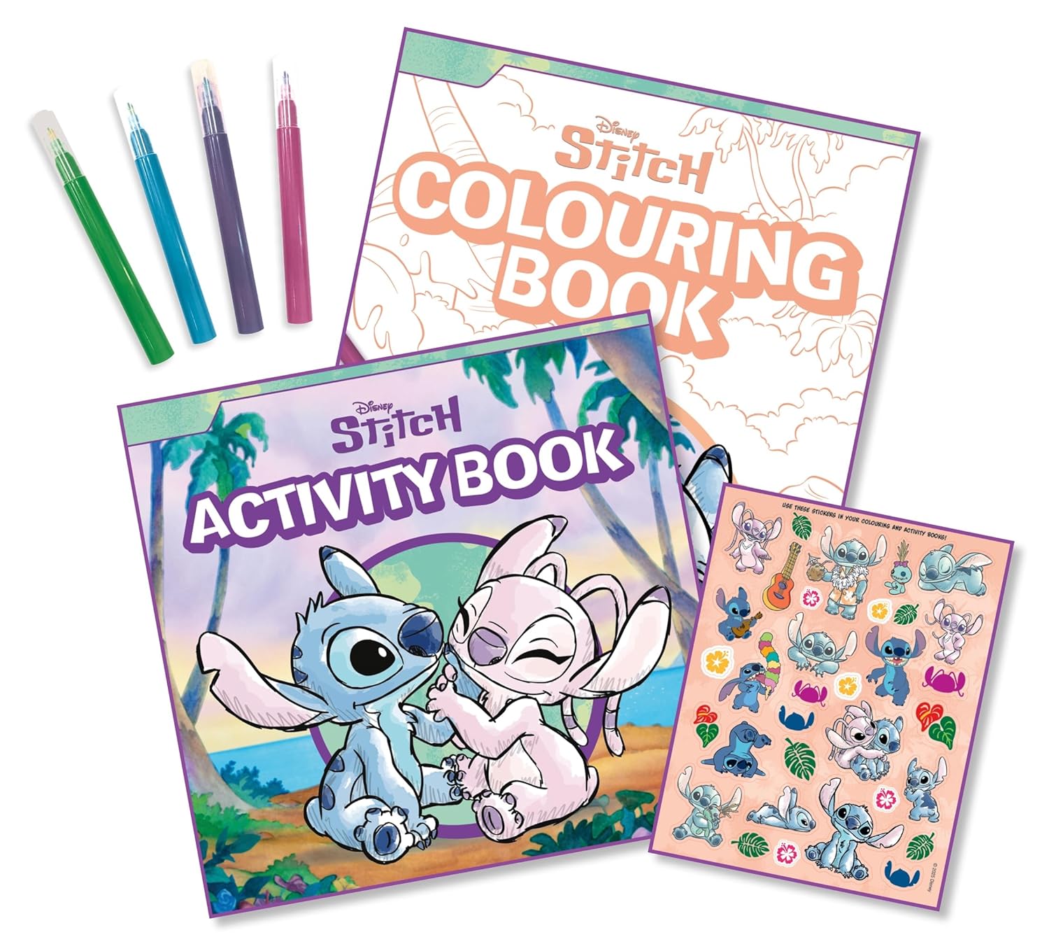Disney Stitch: 2-in-1 Activity Pack with Colouring Book, Stickers, and Pens - Anilas UK