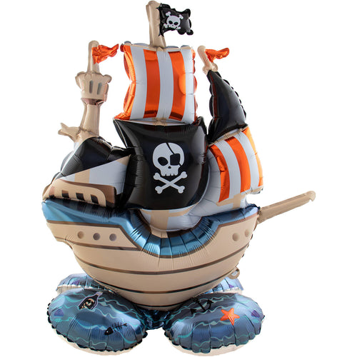 Pirate Ship Floor Standing Foil Birthday Party Balloon -  (70 x 81 cm) - Anilas UK