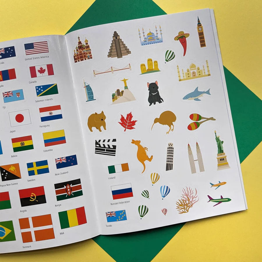 Discover The World Atlas Sticker Book - Find, Stick and Learn - Anilas UK