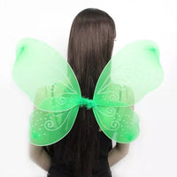 Large Green Net Fairy Wings With Black Glitter - Anilas UK