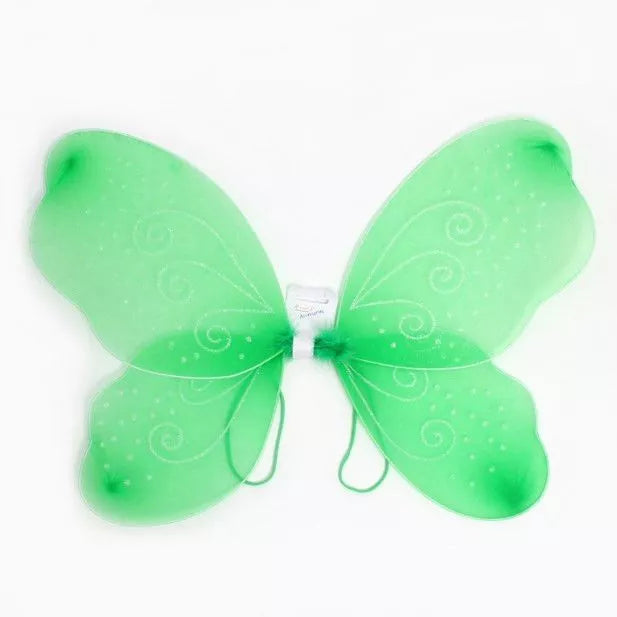 Large Green Net Fairy Wings With Black Glitter - Anilas UK