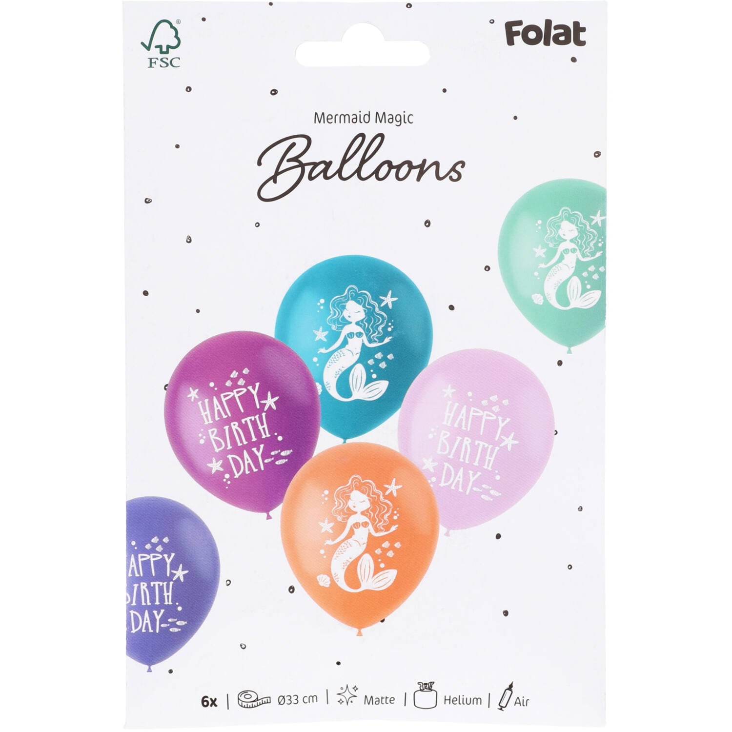 Mermaid Magic Latex Birthday Party Balloons - (33 cm - 6 pieces) - Anilas UK