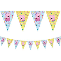 Peppa Pig Messy Play Plastic Birthday Party Bunting Banner - Anilas UK