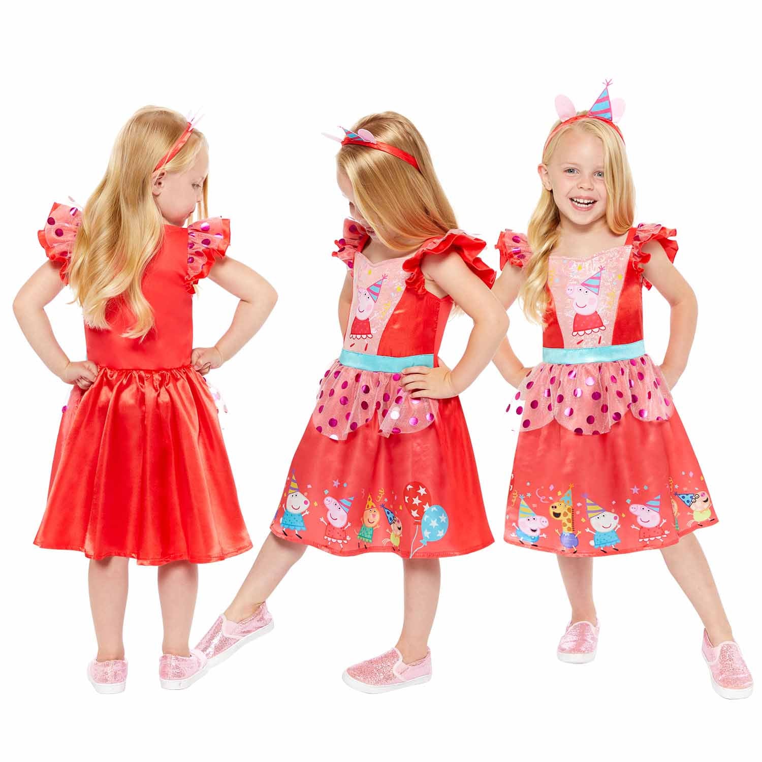 Amscan Costume Ufficiale Peppa Pig Pirata Per Bambina - Taglia 92 Cm (1-2 Anni) - Include Vestito, Cappello, Mappa E Pappagallo 3D