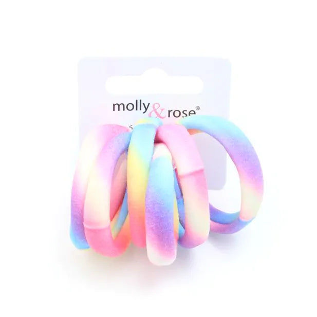 Jersey Elastic Hair Bands, Ponytail Holders - Assorted - 8mm thick (Card of 6) - Anilas UK