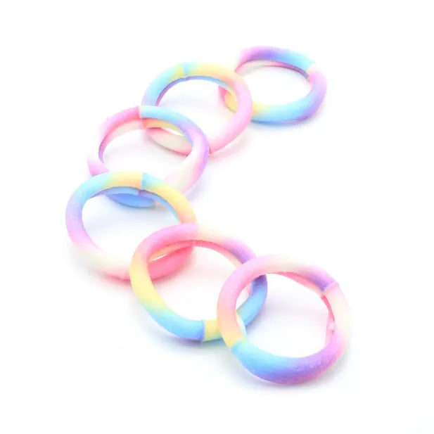 Jersey Elastic Hair Bands, Ponytail Holders - Assorted - 8mm thick (Card of 6) - Anilas UK