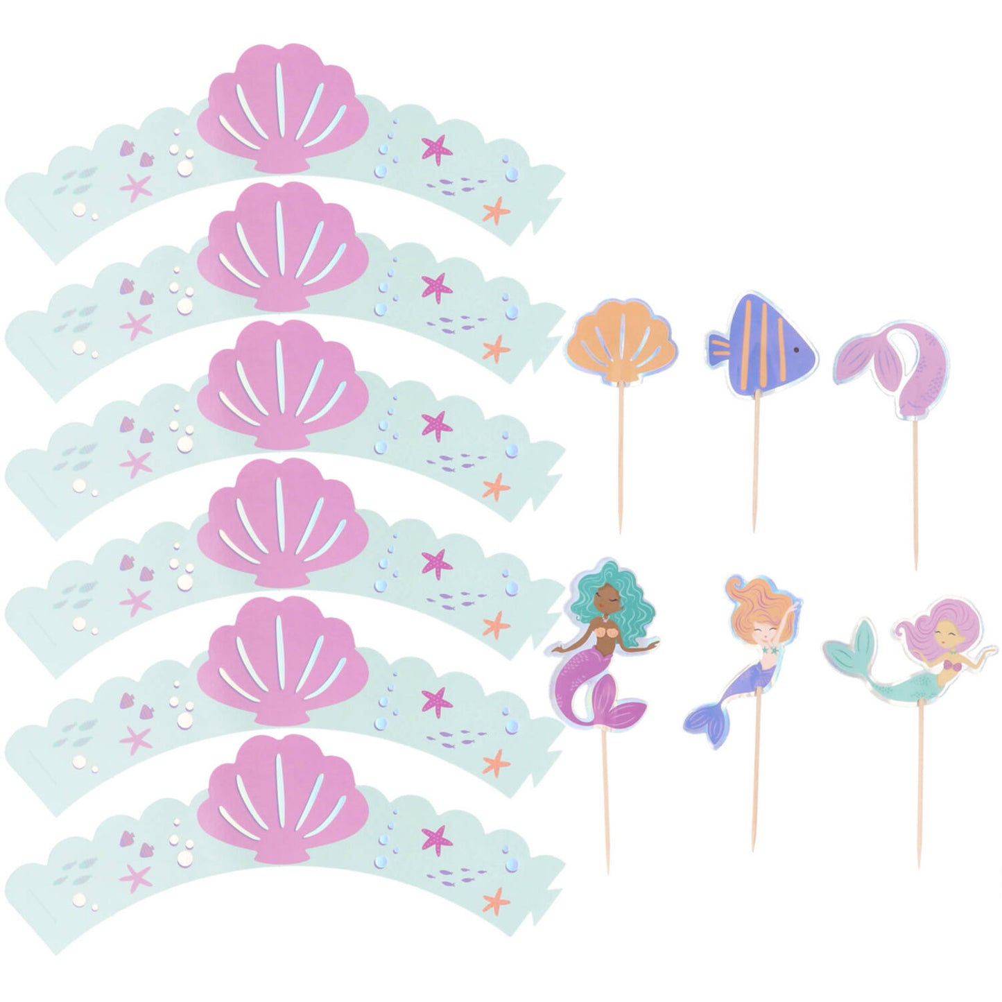 Cupcake Deco Set - Mermaid Magic (6 sets) - Anilas UK
