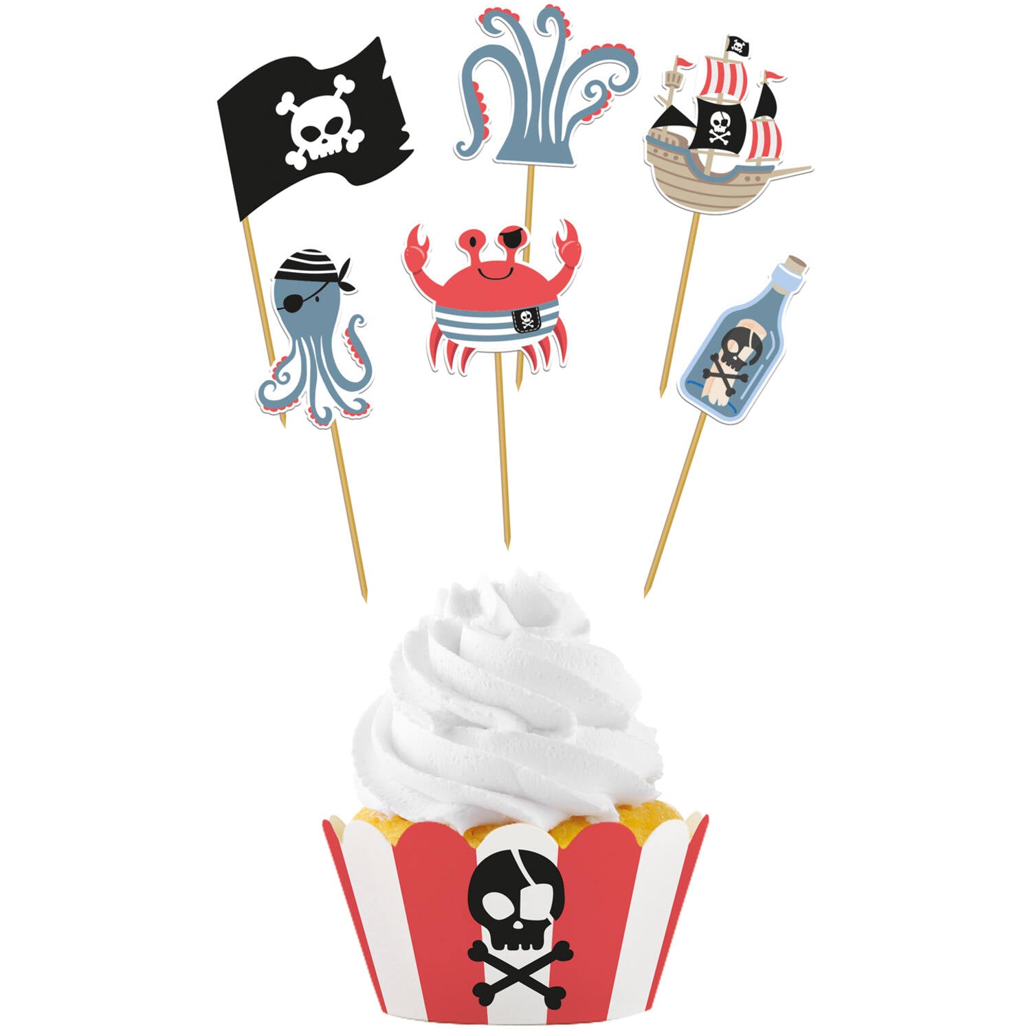 Cupcake Deco Set - Pirate Party (6 sets) - Anilas UK