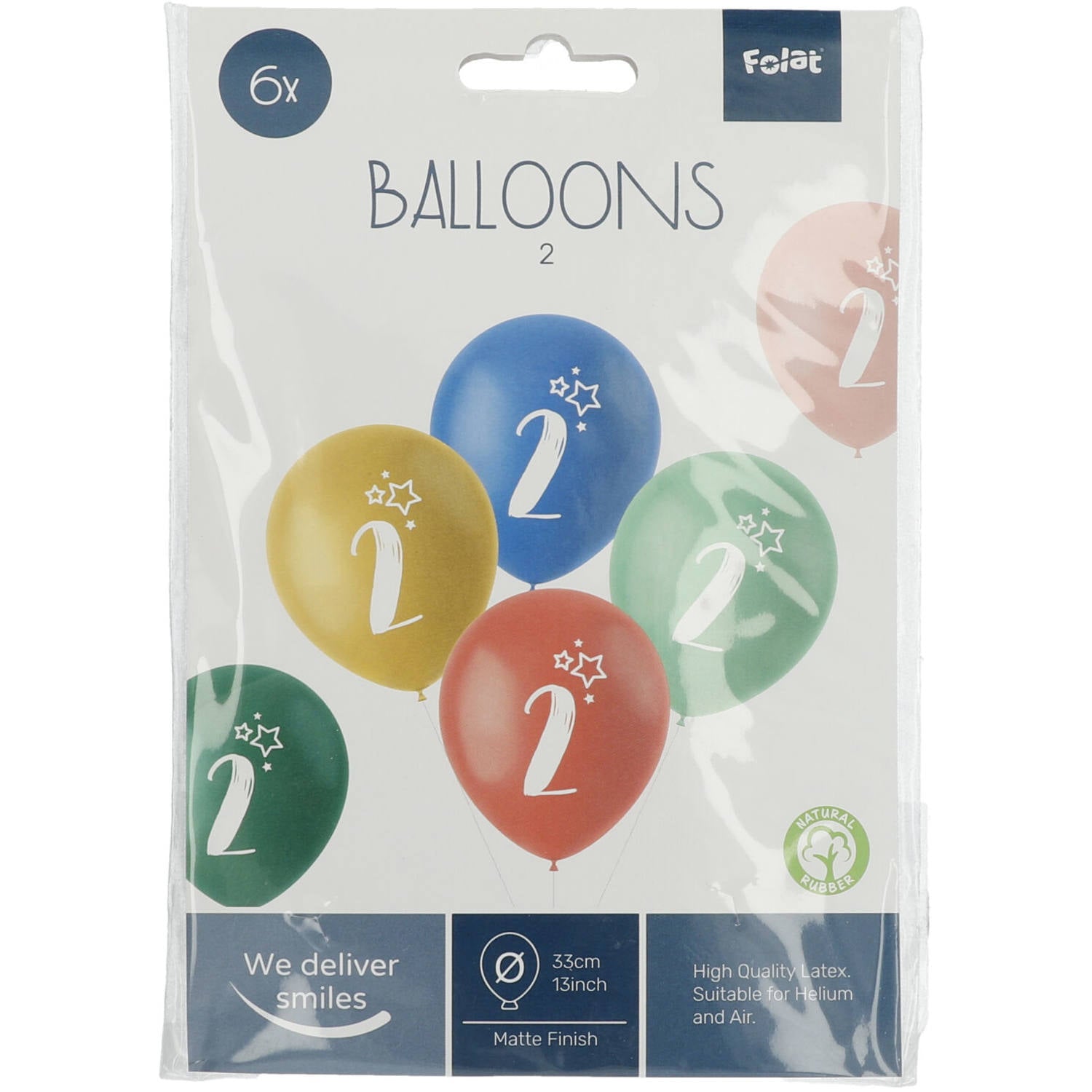 Balloons Retro Age 2 Years Multicolored 33cm - 6 Pieces - Anilas UK